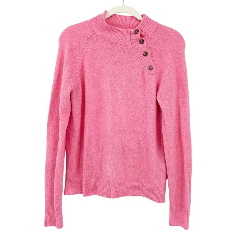 J. Crew Womens Fall Barbiecore Button Extra‎ Soft Yarn Wool Blend Sweater Size S